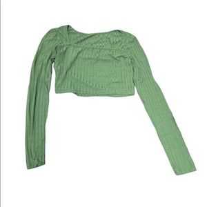 Green ribbed crop top